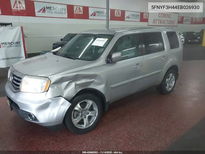5FNYF3H44EB026930 2014 Honda Pilot Ex