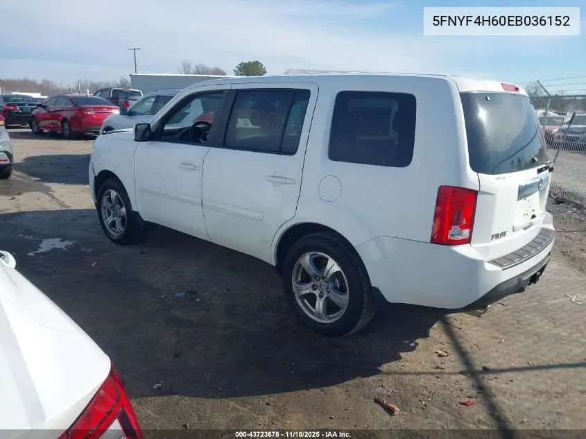5FNYF4H60EB036152 2014 Honda Pilot Ex-L