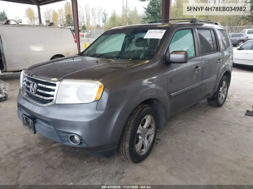 5FNYF4H78EB034982 2014 Honda Pilot Ex-L