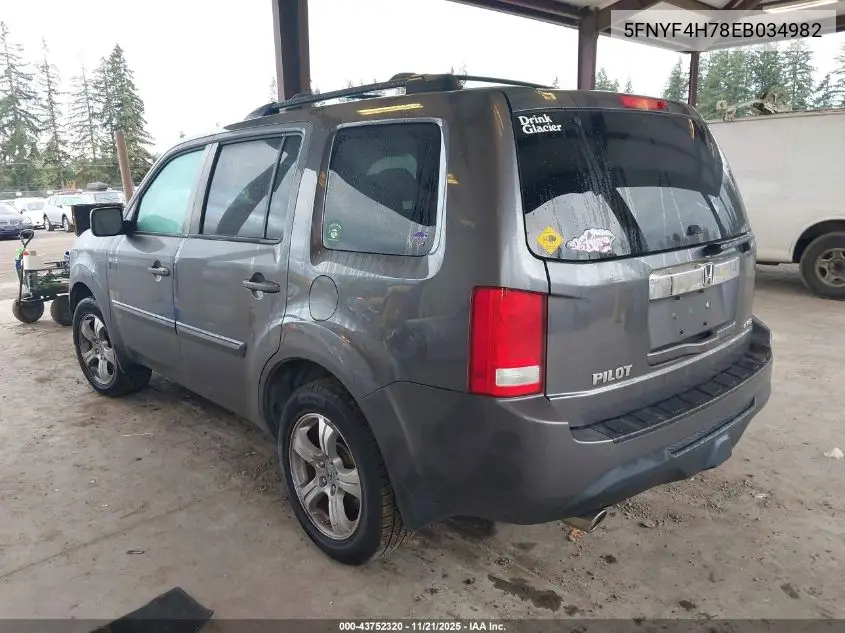 5FNYF4H78EB034982 2014 Honda Pilot Ex-L