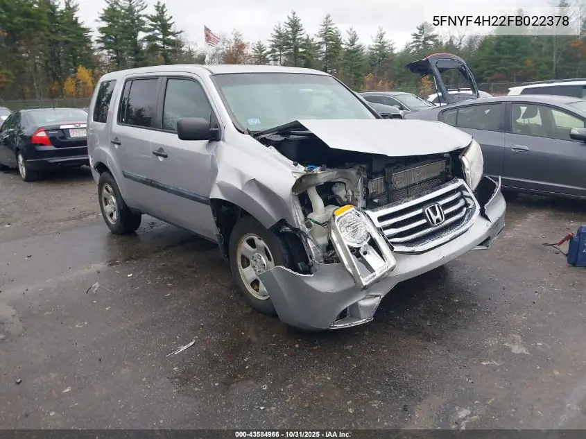 5FNYF4H22FB022378 2015 Honda Pilot Lx