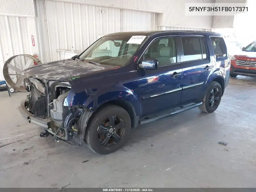 5FNYF3H51FB017371 2015 Honda Pilot Ex-L