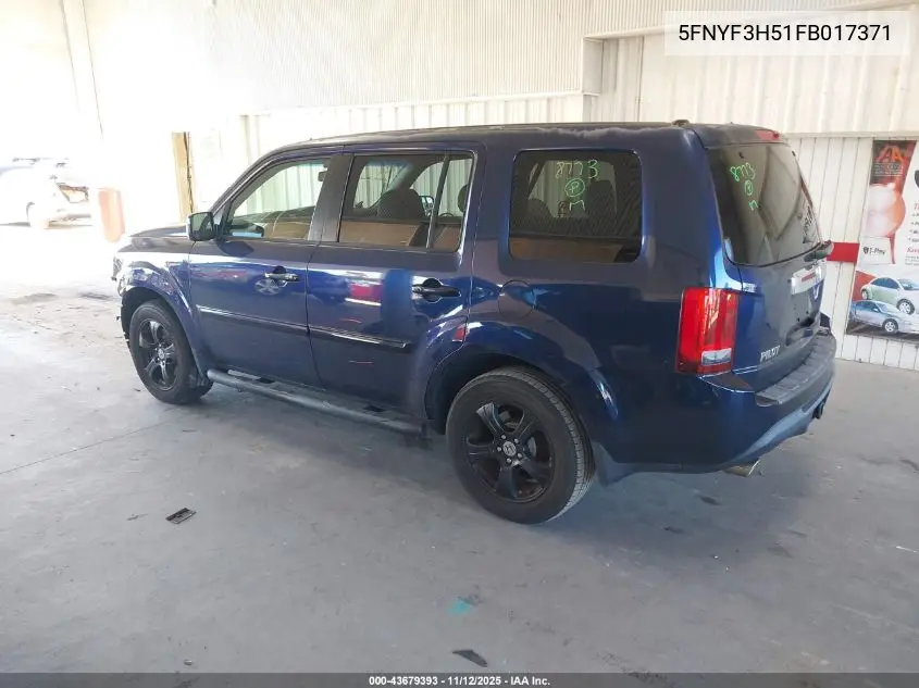 5FNYF3H51FB017371 2015 Honda Pilot Ex-L