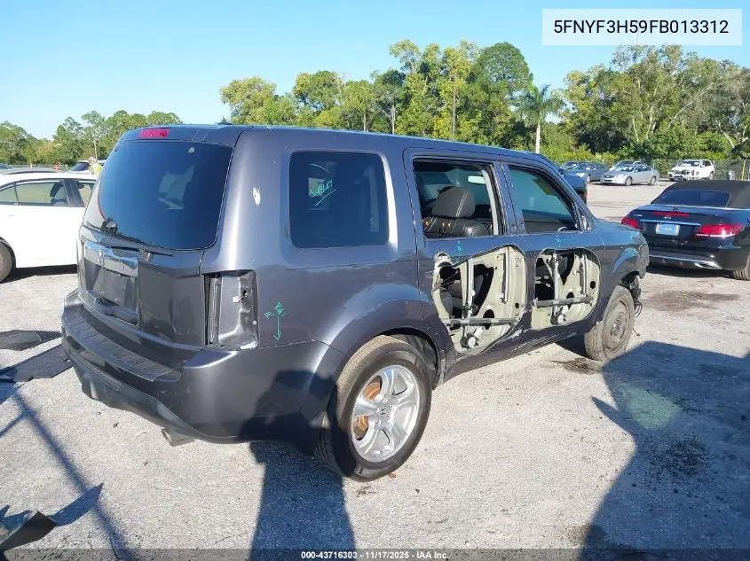 5FNYF3H59FB013312 2015 Honda Pilot Ex-L