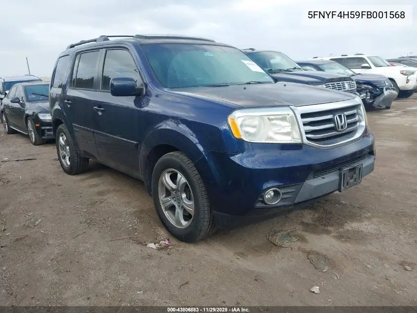 5FNYF4H59FB001568 2015 Honda Pilot Ex-L