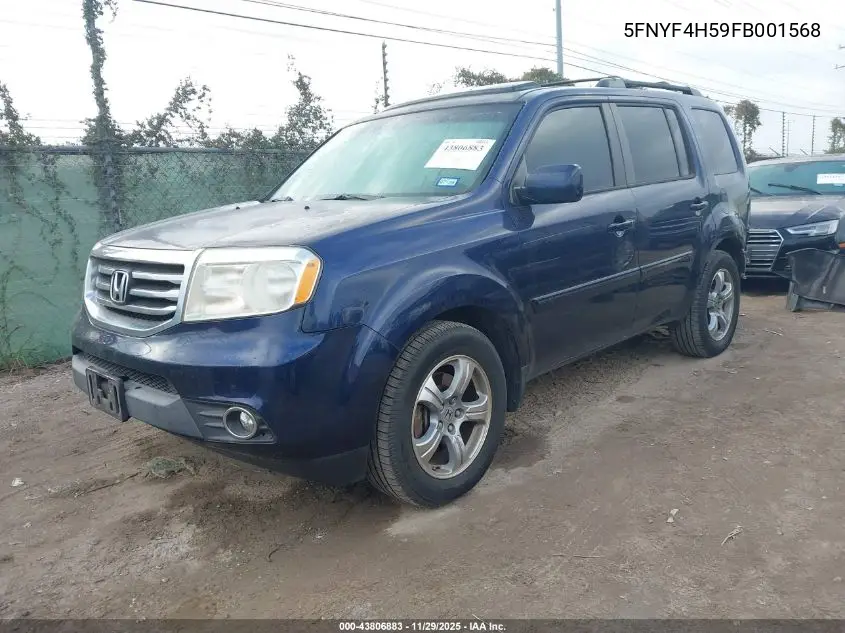 5FNYF4H59FB001568 2015 Honda Pilot Ex-L