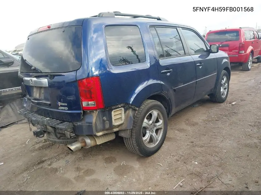5FNYF4H59FB001568 2015 Honda Pilot Ex-L