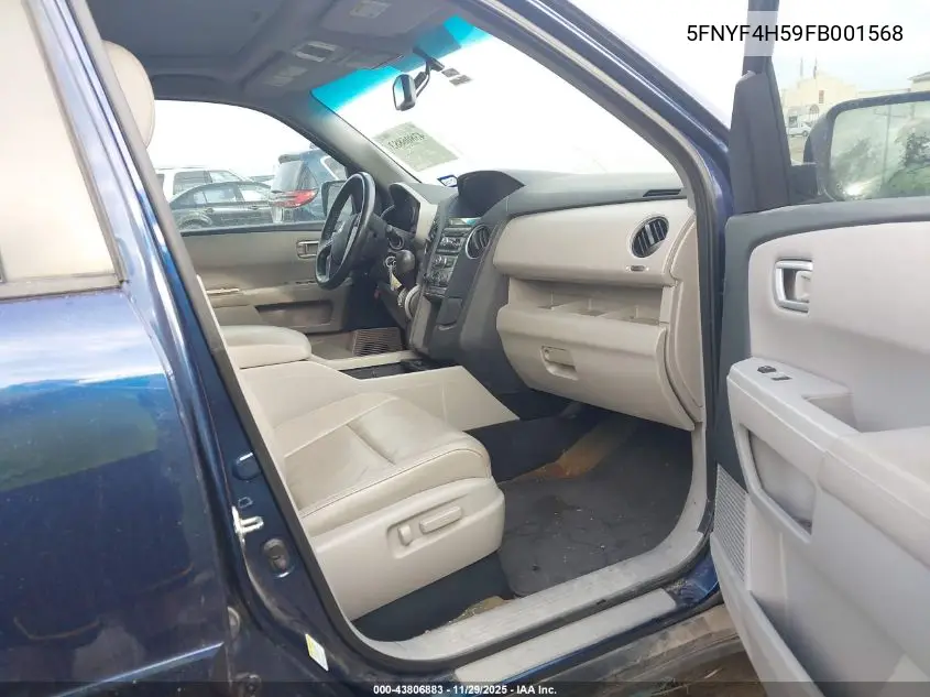 5FNYF4H59FB001568 2015 Honda Pilot Ex-L