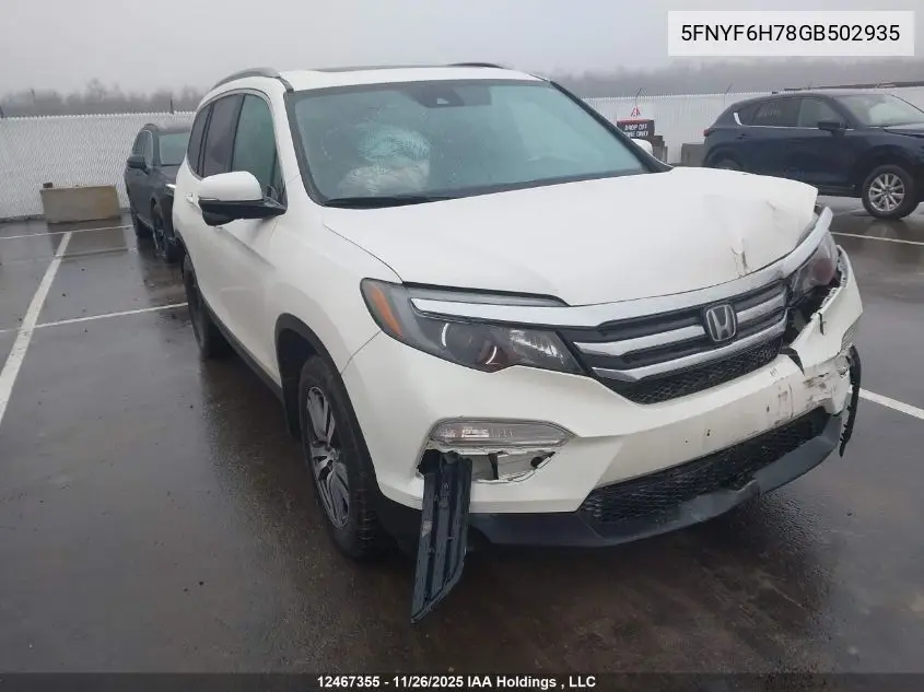 5FNYF6H78GB502935 2016 Honda Pilot Exln