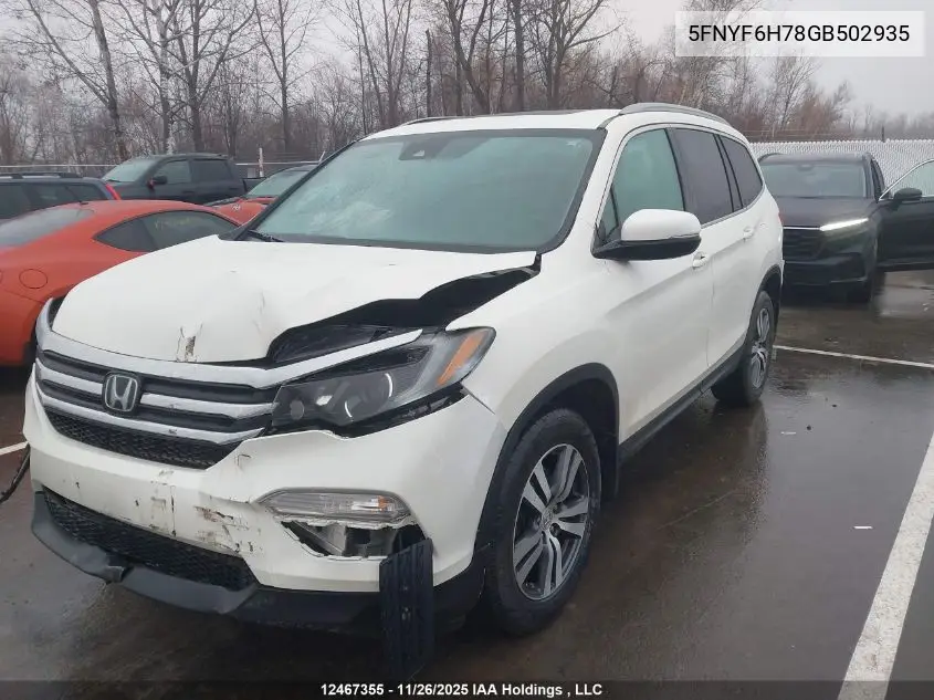 5FNYF6H78GB502935 2016 Honda Pilot Exln