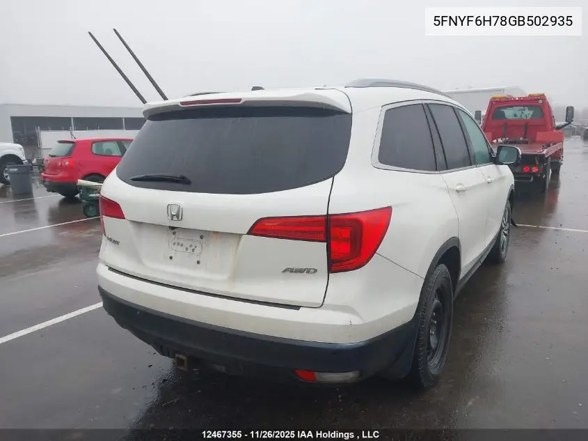5FNYF6H78GB502935 2016 Honda Pilot Exln