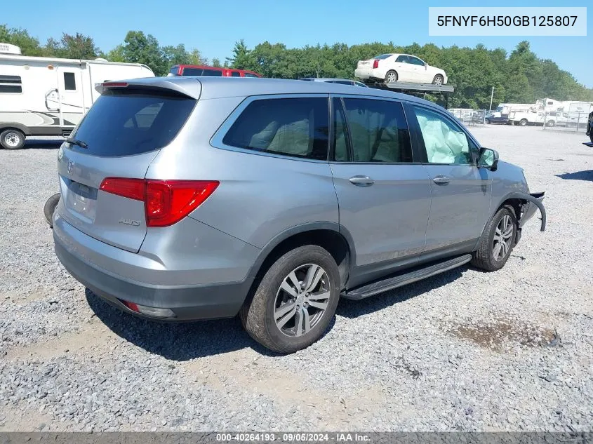 2016 Honda Pilot Exl VIN: 5FNYF6H50GB125807 Lot: 40264193