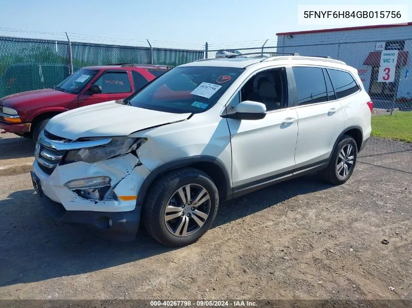 2016 Honda Pilot Exl VIN: 5FNYF6H84GB015756 Lot: 40267798