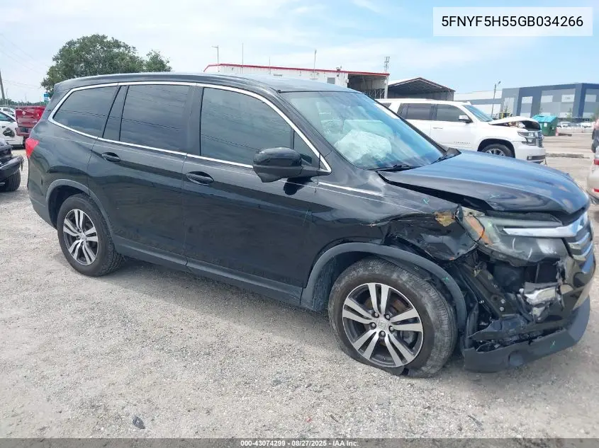 5FNYF5H55GB034266 2016 Honda Pilot Ex-L