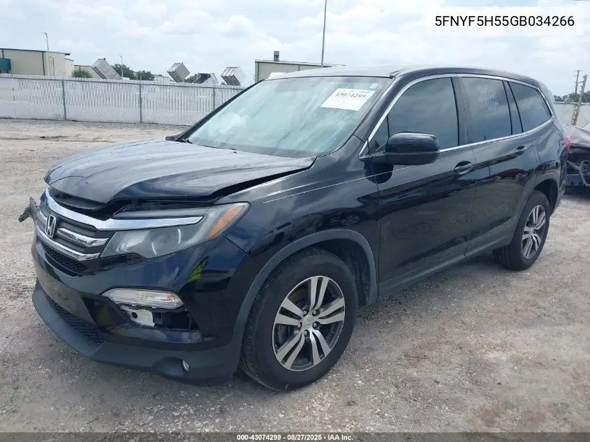 5FNYF5H55GB034266 2016 Honda Pilot Ex-L