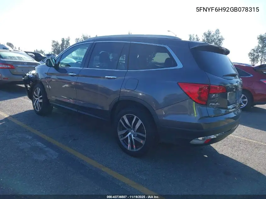 5FNYF6H92GB078315 2016 Honda Pilot Touring