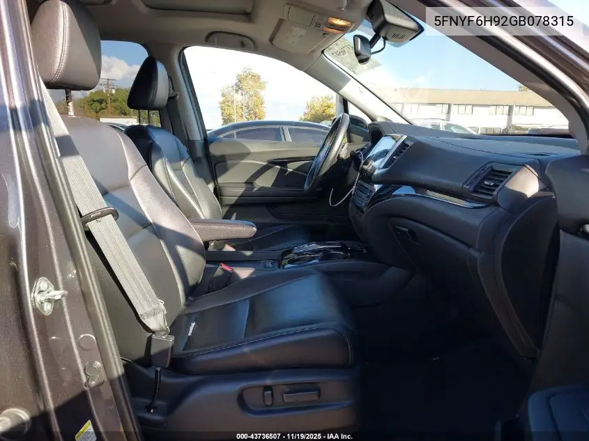 5FNYF6H92GB078315 2016 Honda Pilot Touring