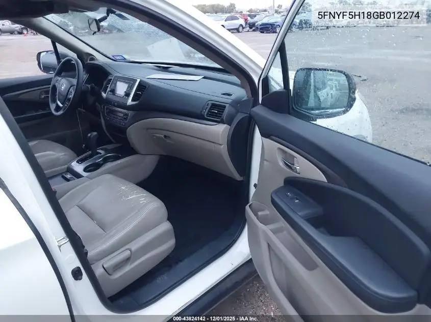 5FNYF5H18GB012274 2016 Honda Pilot Lx