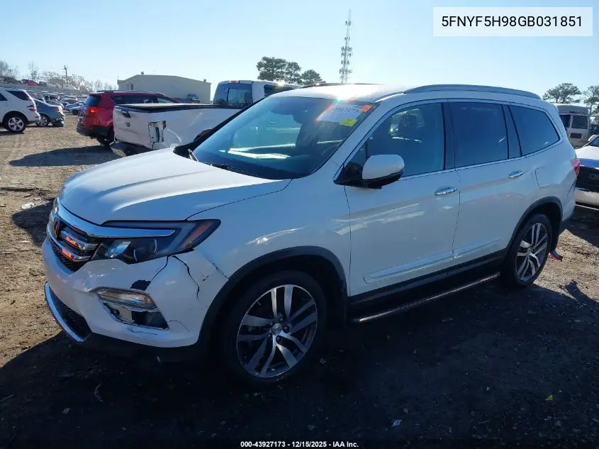 5FNYF5H98GB031851 2016 Honda Pilot Touring