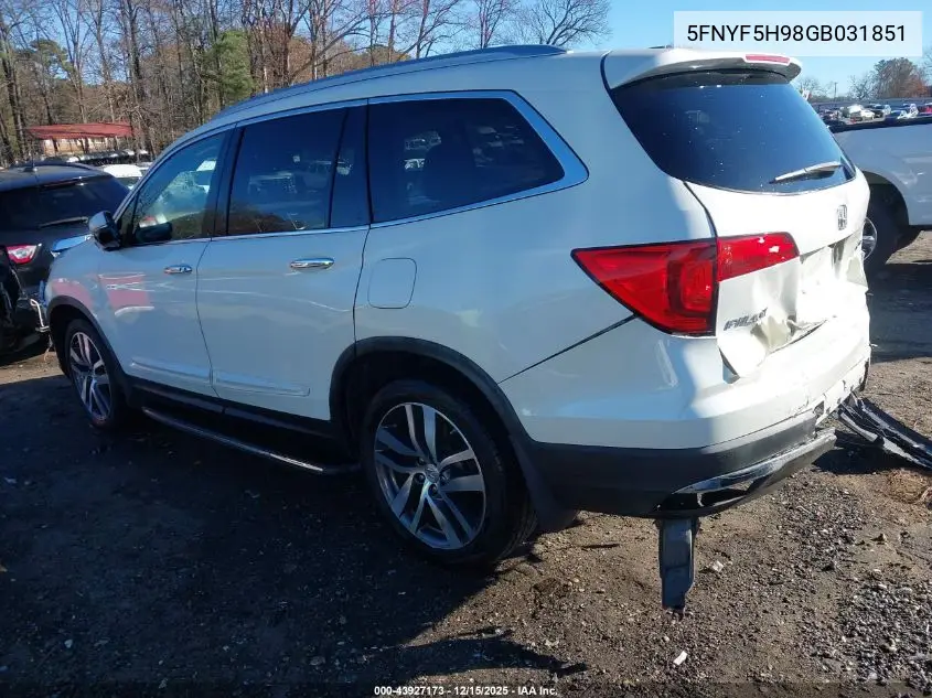 5FNYF5H98GB031851 2016 Honda Pilot Touring
