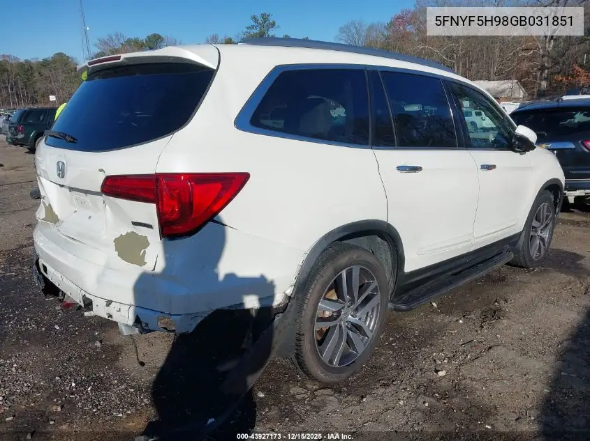 5FNYF5H98GB031851 2016 Honda Pilot Touring