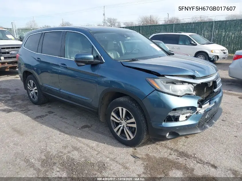 5FNYF5H67GB017607 2016 Honda Pilot Ex-L