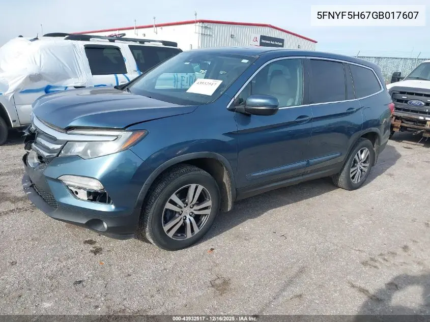 5FNYF5H67GB017607 2016 Honda Pilot Ex-L