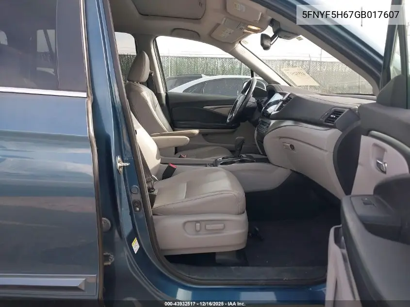 5FNYF5H67GB017607 2016 Honda Pilot Ex-L