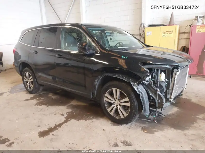 5FNYF6H51GB034724 2016 Honda Pilot Ex-L