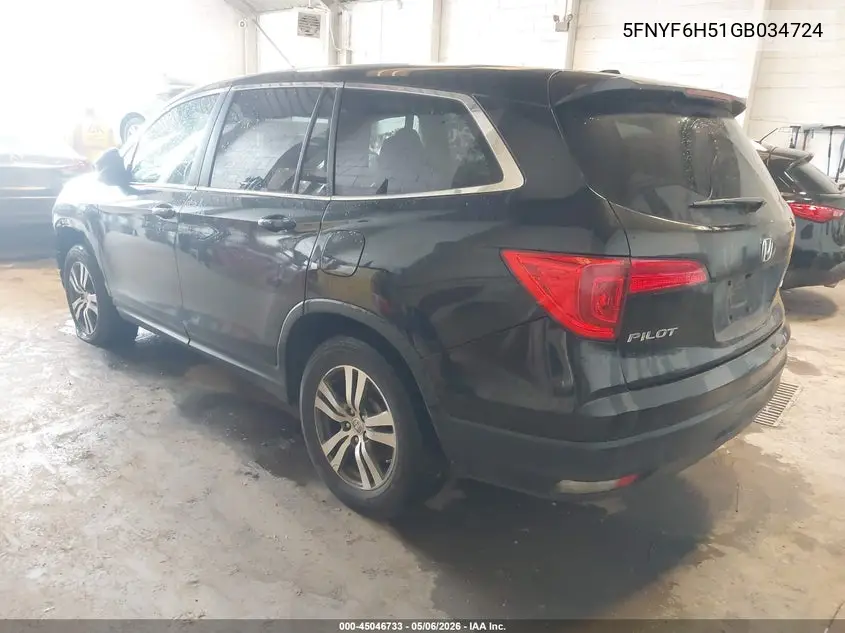 5FNYF6H51GB034724 2016 Honda Pilot Ex-L
