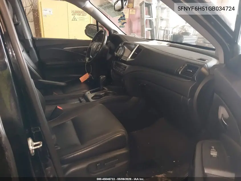 5FNYF6H51GB034724 2016 Honda Pilot Ex-L