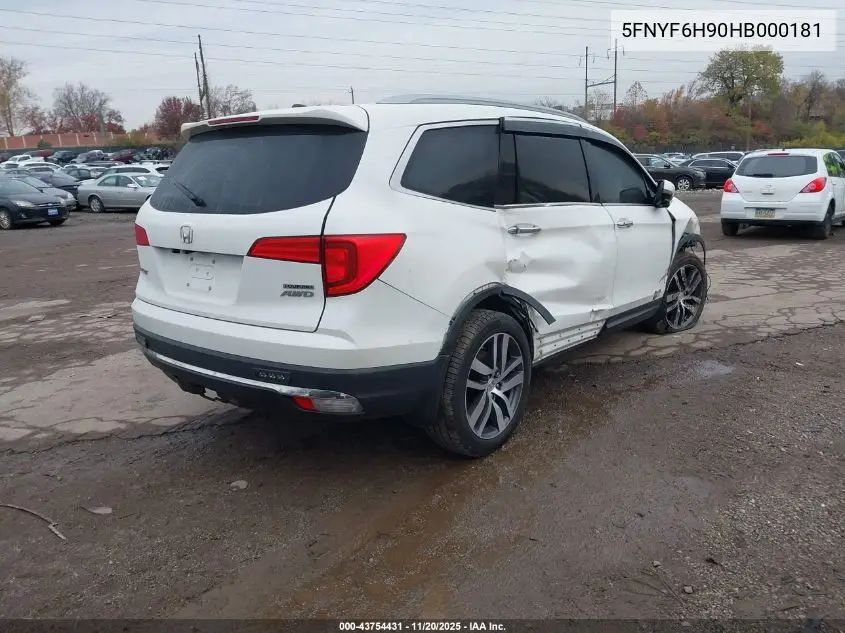 5FNYF6H90HB000181 2017 Honda Pilot Touring