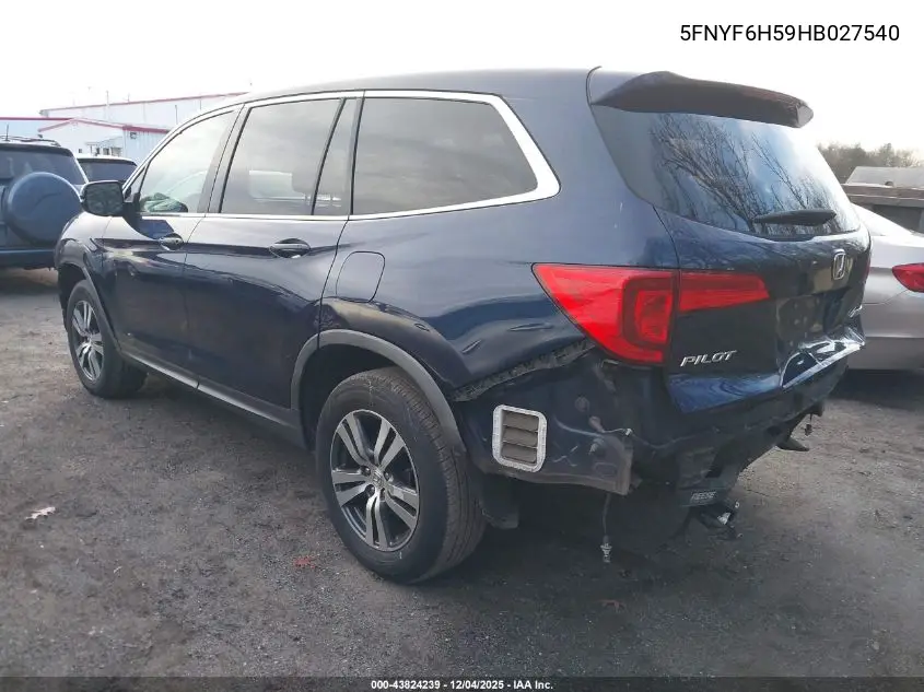 5FNYF6H59HB027540 2017 Honda Pilot Ex-L