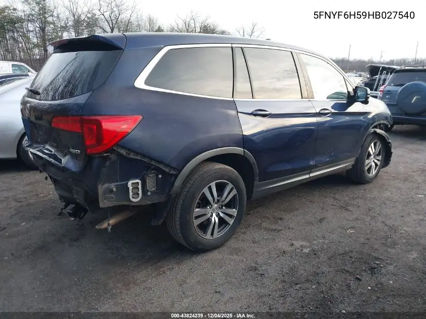 5FNYF6H59HB027540 2017 Honda Pilot Ex-L