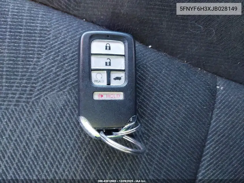 5FNYF6H3XJB028149 2018 Honda Pilot Ex