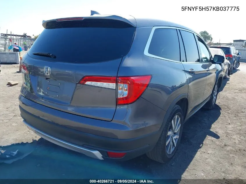 2019 Honda Pilot Exl VIN: 5FNYF5H57KB037775 Lot: 40266721