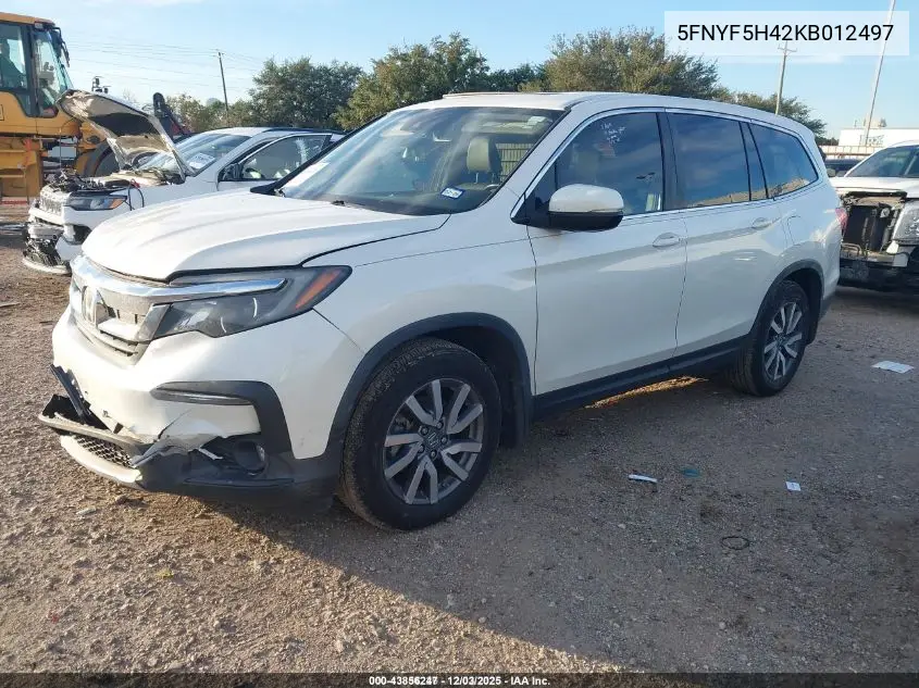 5FNYF5H42KB012497 2019 Honda Pilot Ex-L