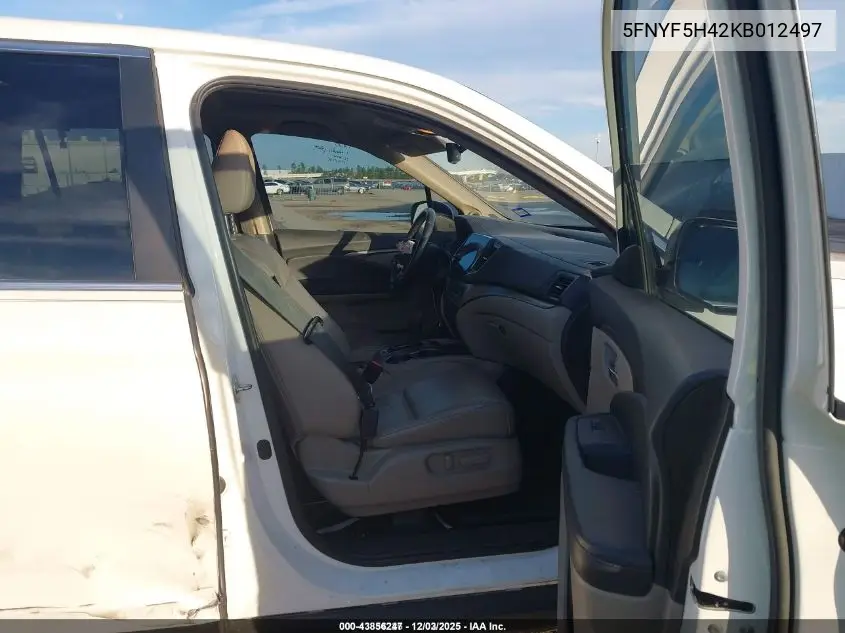5FNYF5H42KB012497 2019 Honda Pilot Ex-L