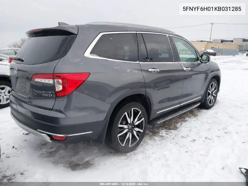 5FNYF6H01KB031285 2019 Honda Pilot Elite