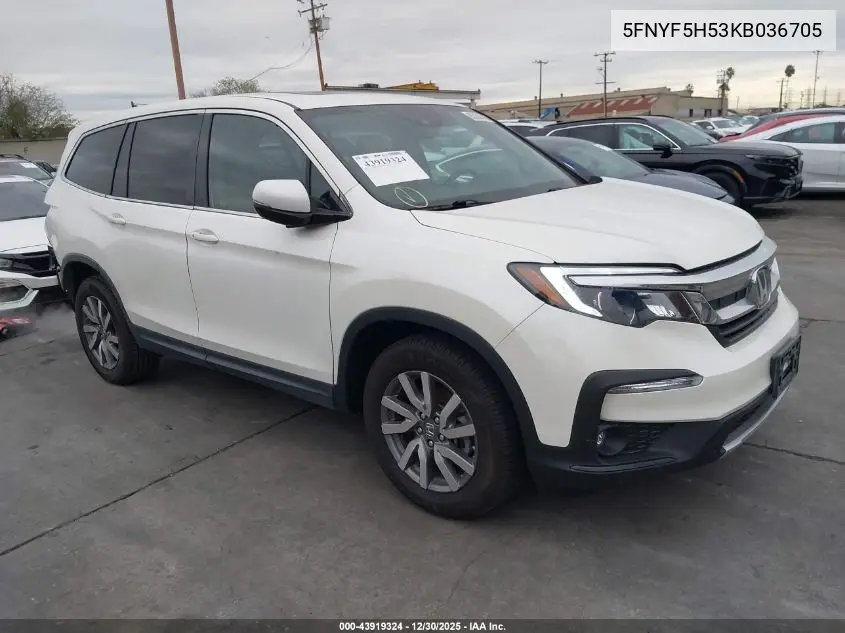 5FNYF5H53KB036705 2019 Honda Pilot Ex-L