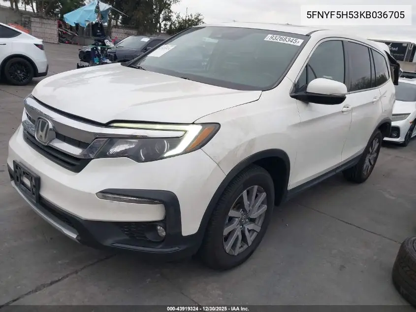 5FNYF5H53KB036705 2019 Honda Pilot Ex-L