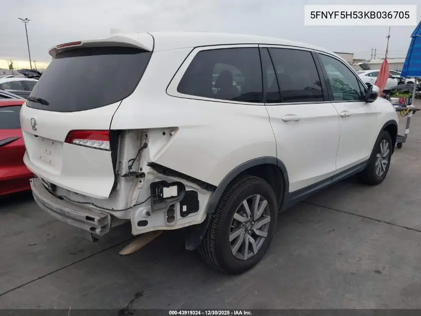 5FNYF5H53KB036705 2019 Honda Pilot Ex-L