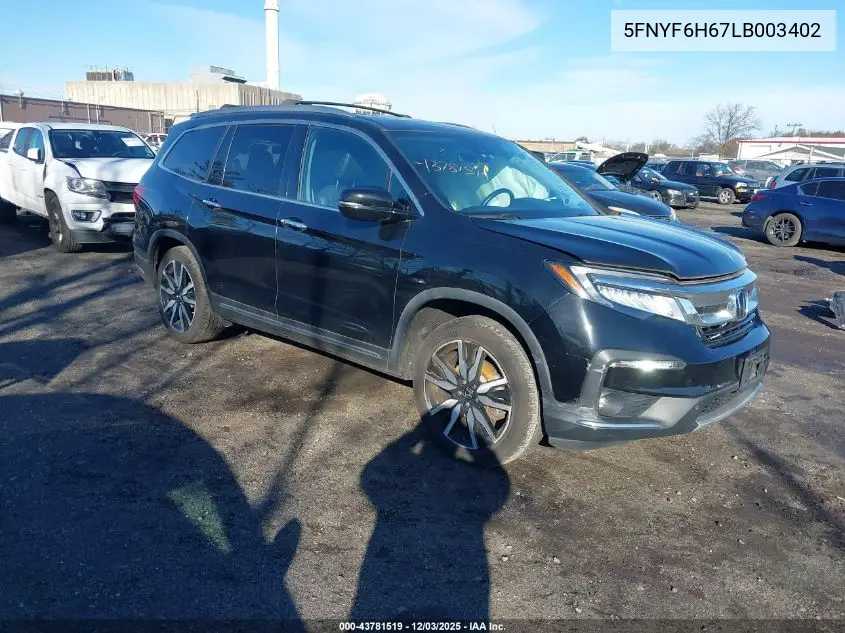 5FNYF6H67LB003402 2020 Honda Pilot Awd Touring 7 Passenger