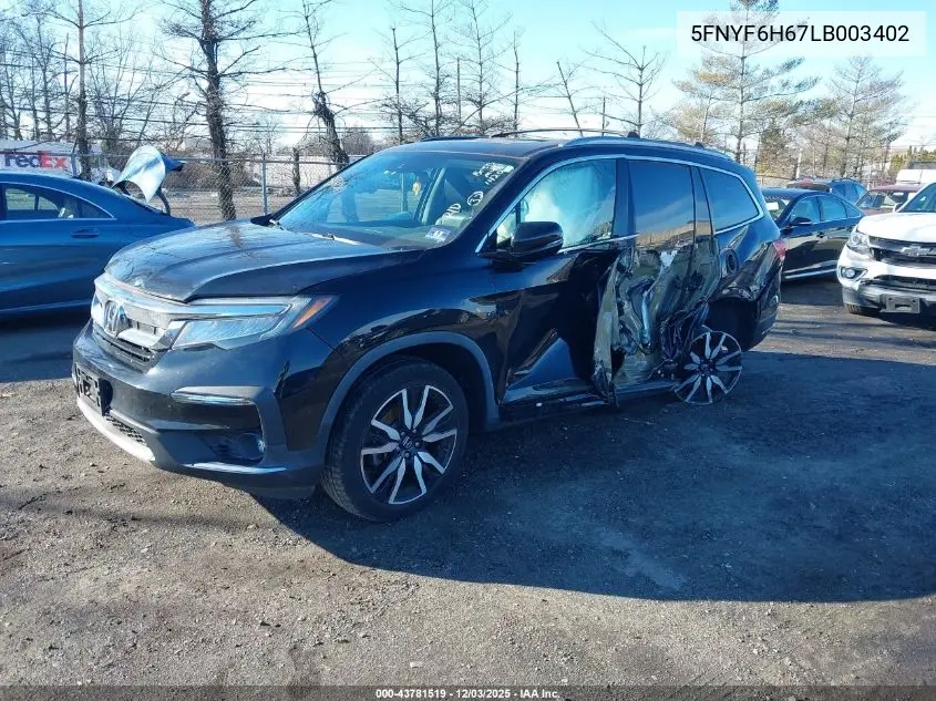 5FNYF6H67LB003402 2020 Honda Pilot Awd Touring 7 Passenger