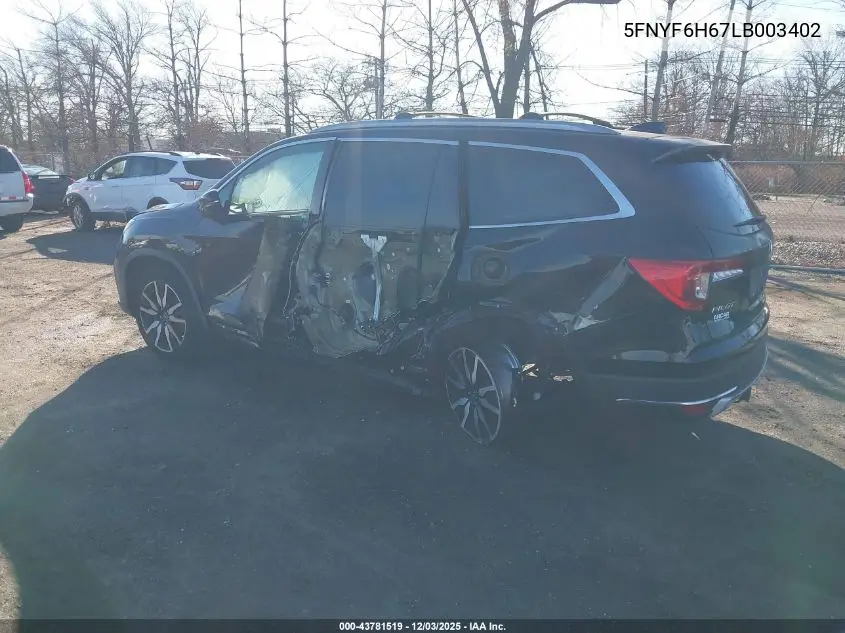 5FNYF6H67LB003402 2020 Honda Pilot Awd Touring 7 Passenger