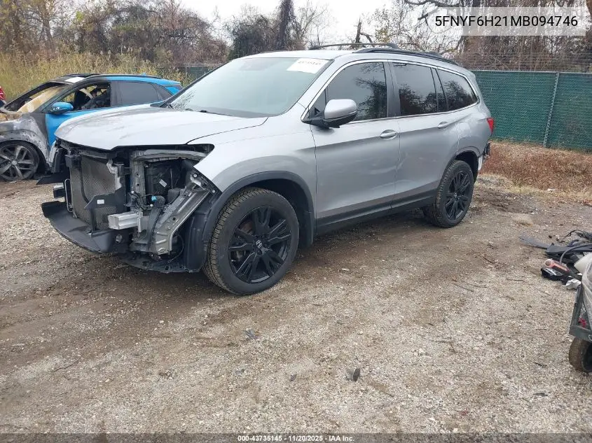 5FNYF6H21MB094746 2021 Honda Pilot Awd Special Edition