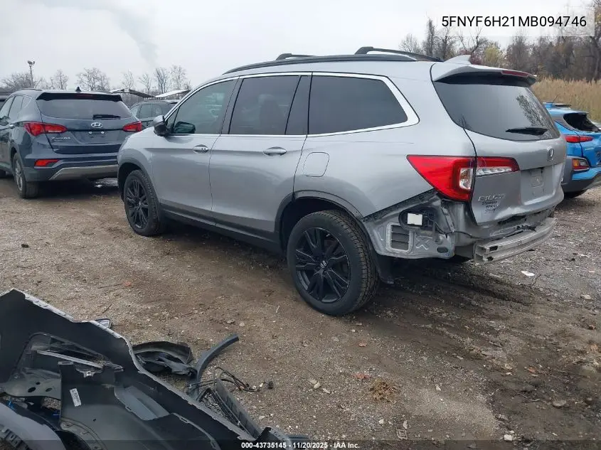 5FNYF6H21MB094746 2021 Honda Pilot Awd Special Edition