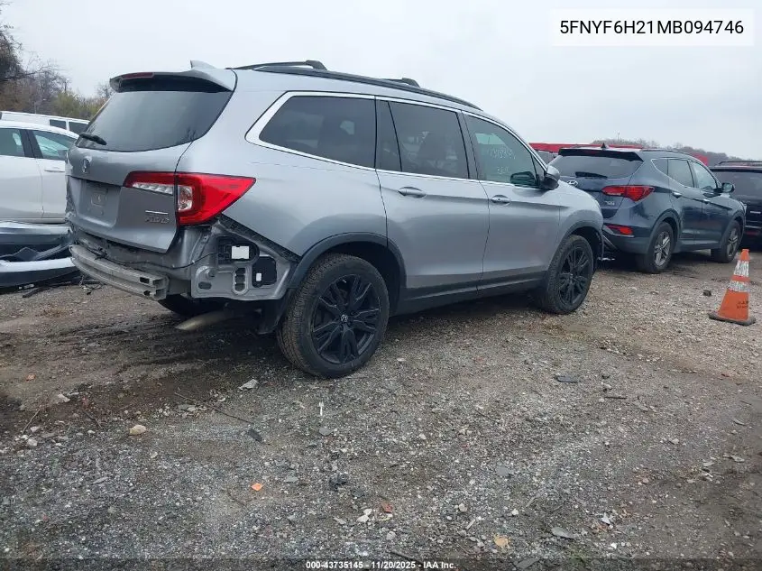 5FNYF6H21MB094746 2021 Honda Pilot Awd Special Edition