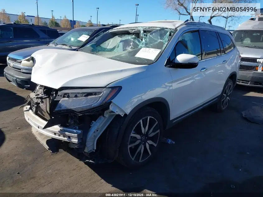 5FNYF6H02MB054996 2021 Honda Pilot Awd Elite