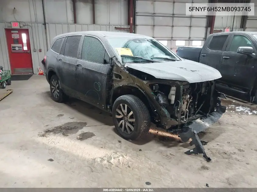 5FNYF6H52MB093745 2021 Honda Pilot Awd Ex-L